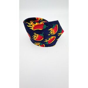 Fratello Mens Silk Tie Navy Blue Red Hot Chili Pepper Flame Novelty Hand Made